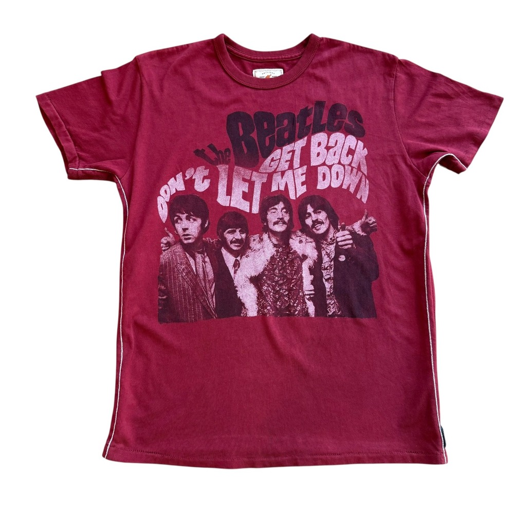 Trunk Ltd The Beatles Get Back Dont‎ Let Me Down Graphic T-Shirt Maroon Mens S
